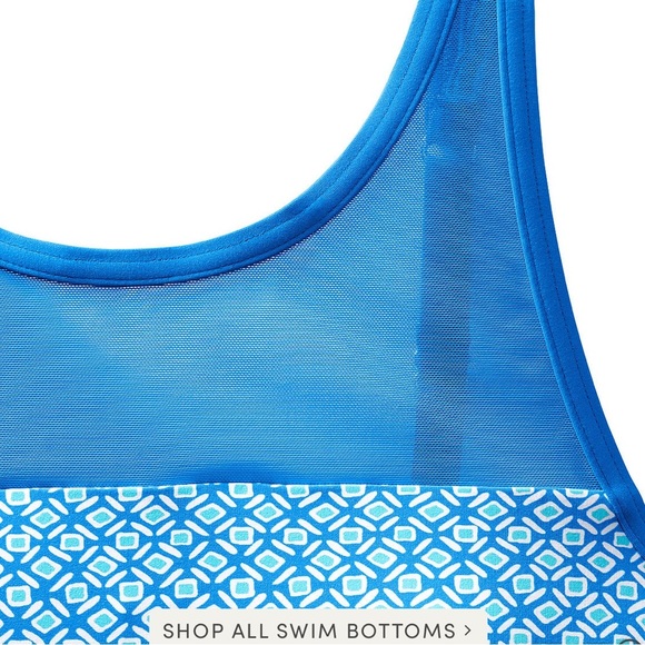 Lands End Womens Chlorine‎ Resistant Control Mesh High Neck Tankini Swimsuit Top - Picture 3 of 6